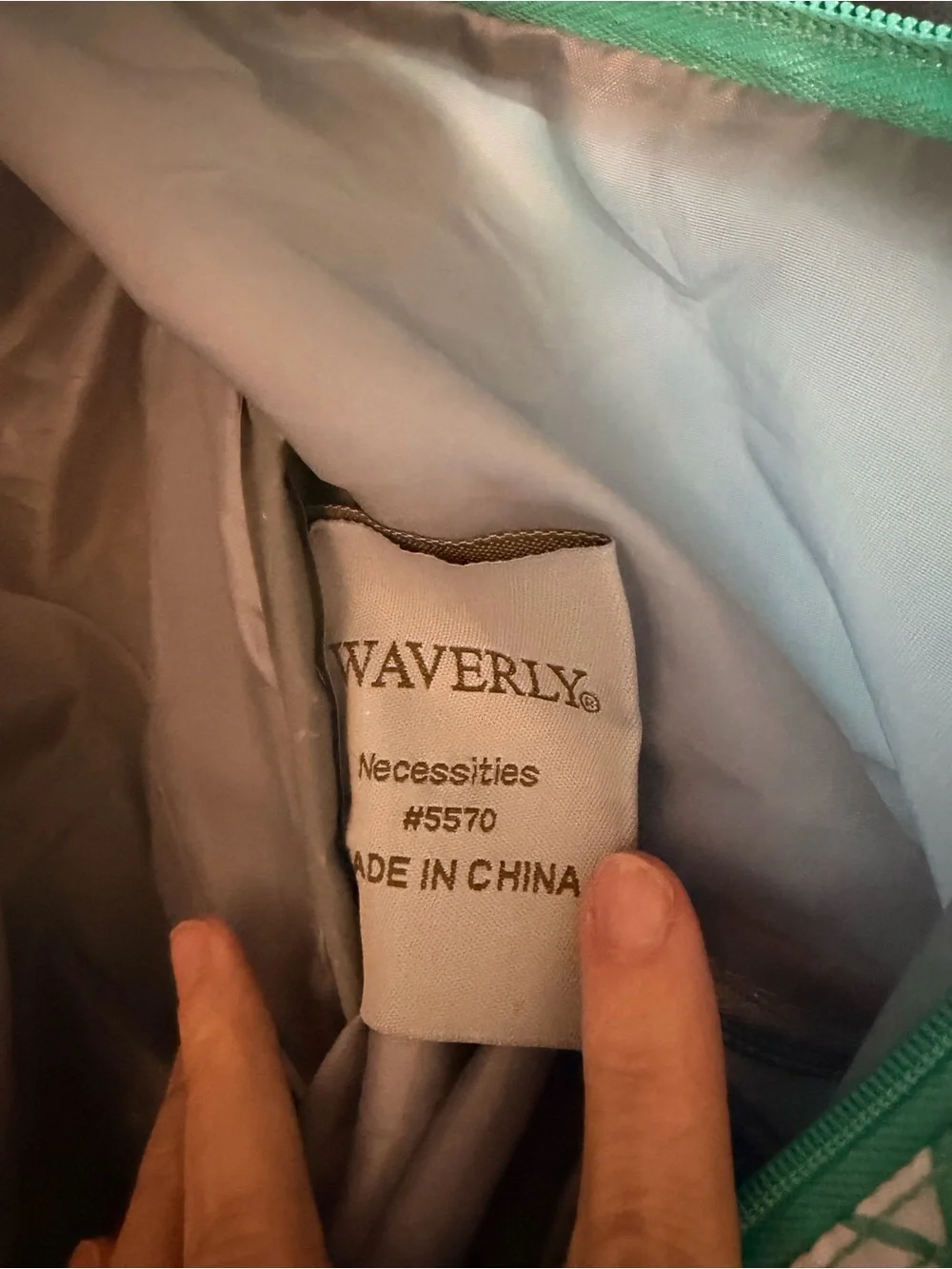 Waverly Teal & White Geometric Pattern Tote
